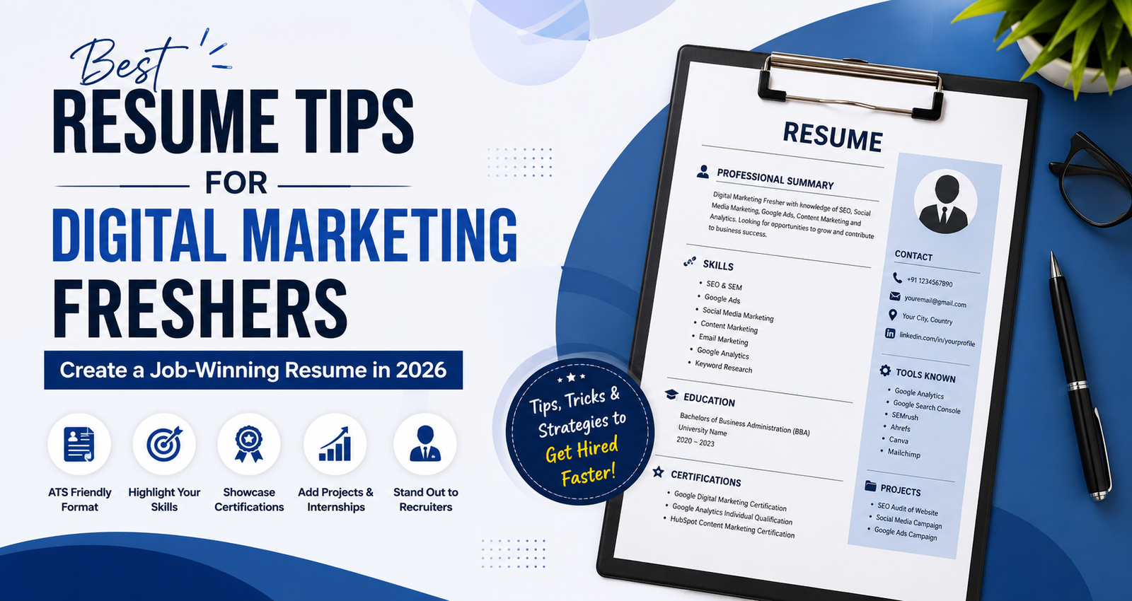 Resume Tips for Digital Marketing Freshers - ATS Friendly Resume Guide