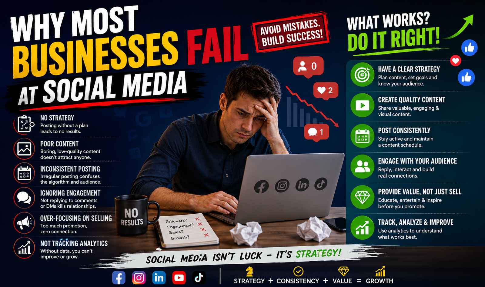 why businesses fail at social media marketing